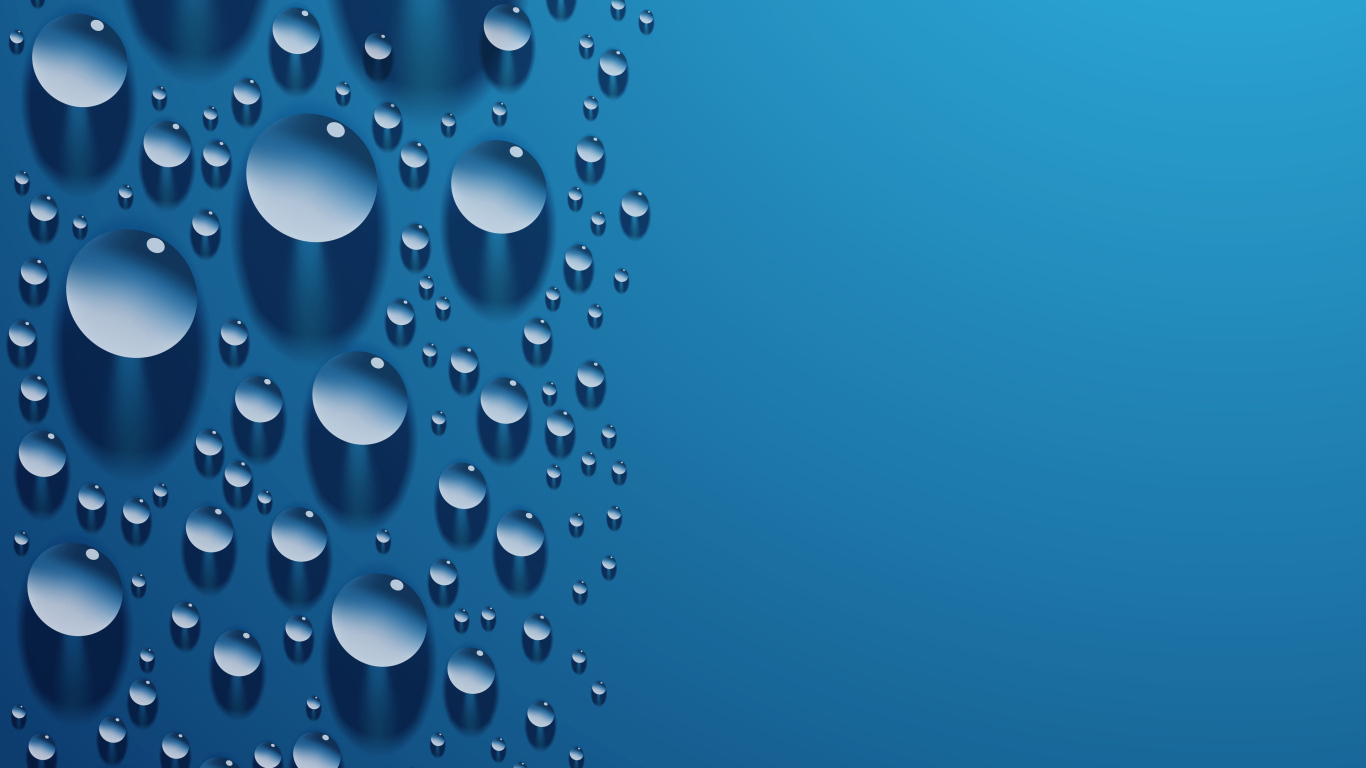 Капли 3д на голубой поверхности