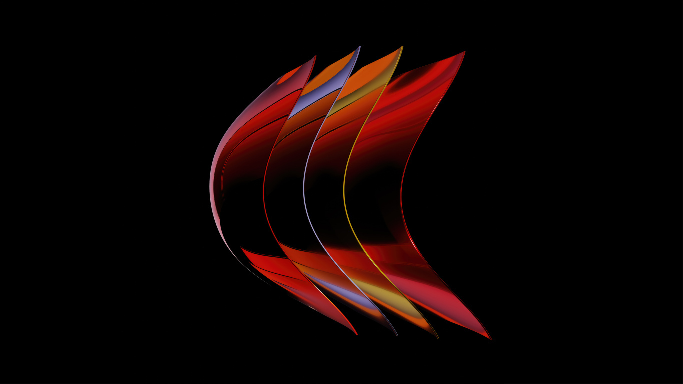 Абстрактные красные 3д формы на черном фоне