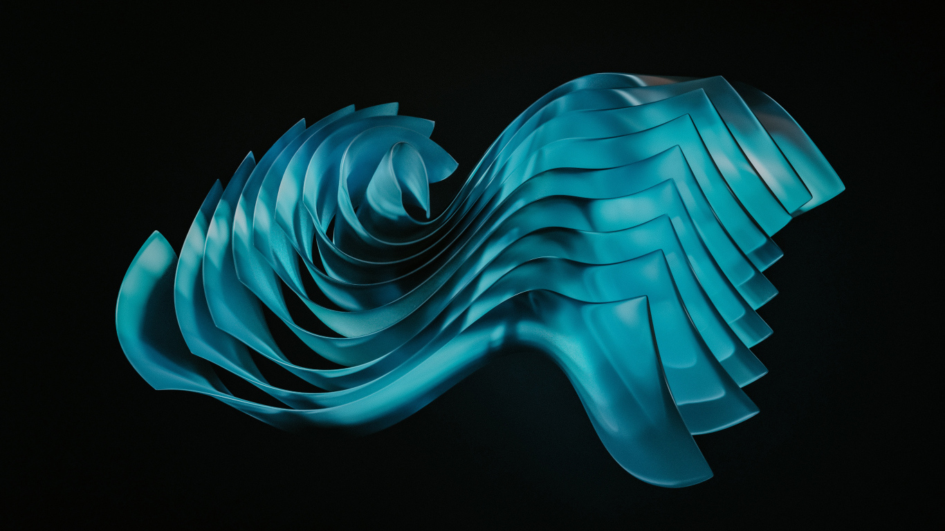 Голубые волны на черном фоне 3д графика