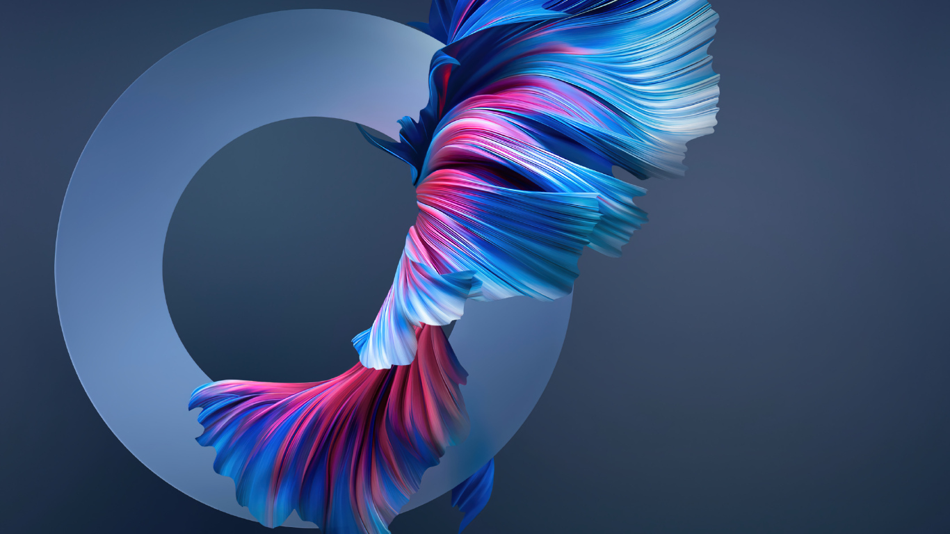 Круг и разноцветные волны на сером фоне