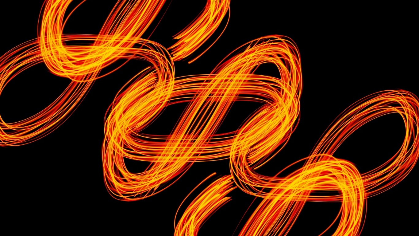 Огненные завитки на черном фоне