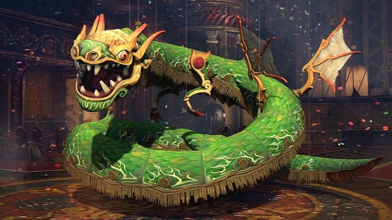 Зеленый китайский 3д дракон