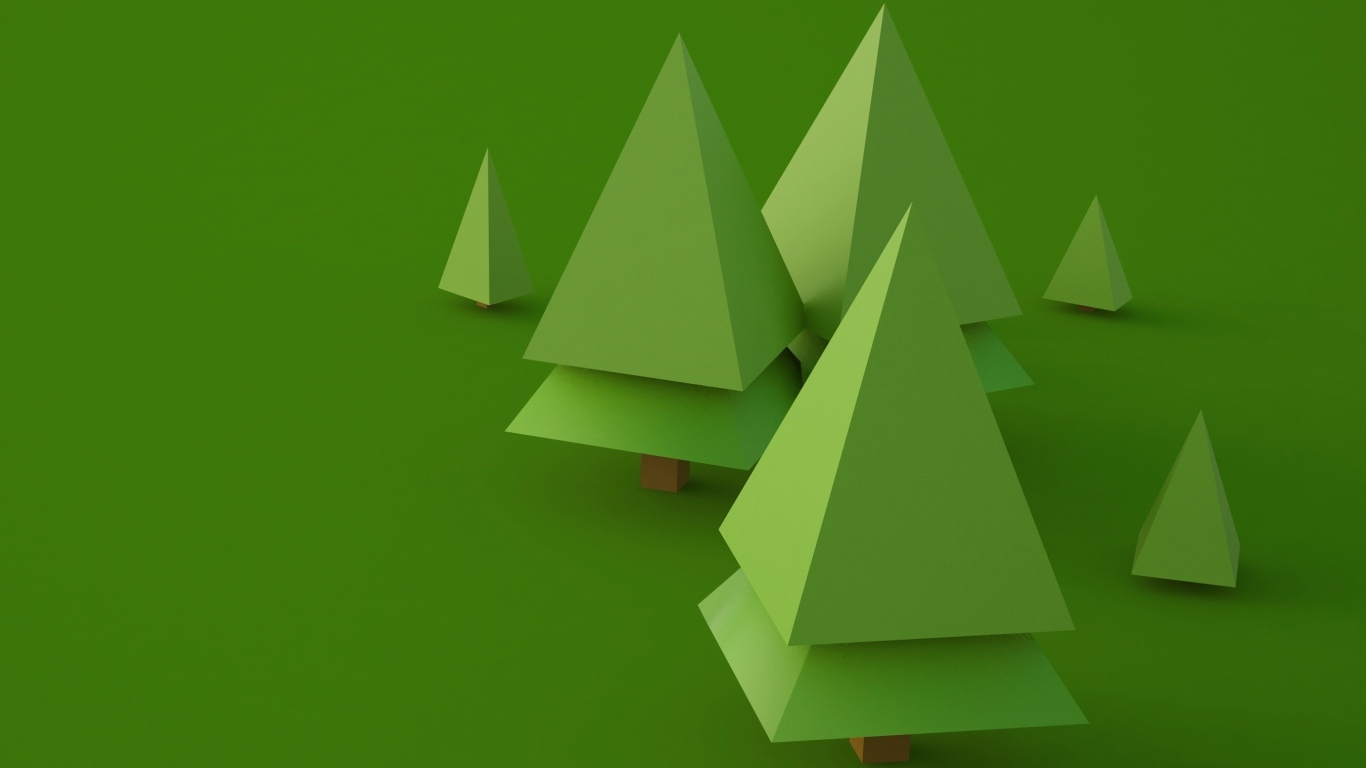 Зеленые геометрические 3д елки