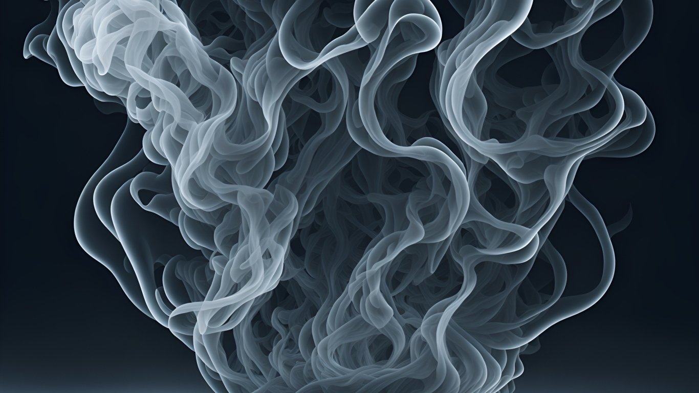 Густой белый дым на сером фоне