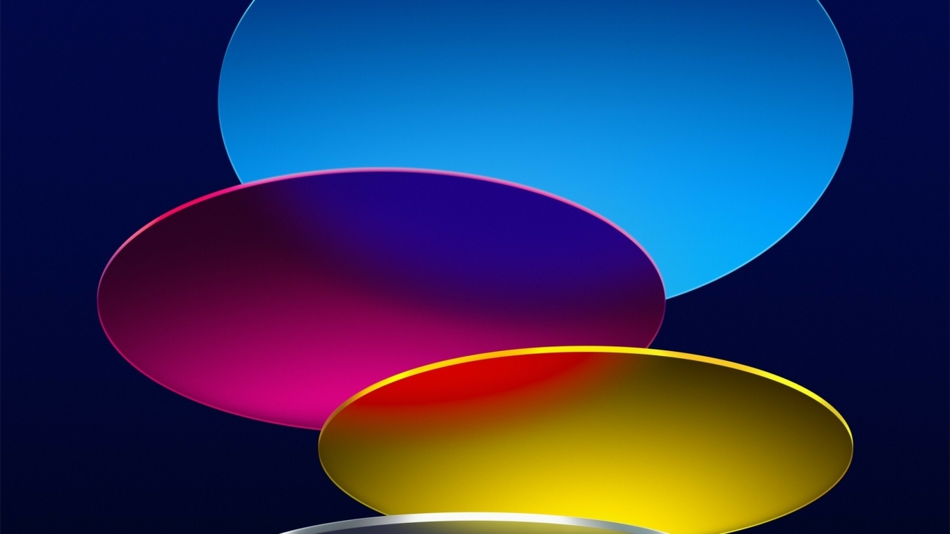 Три разноцветных круга на синем фоне, 3д