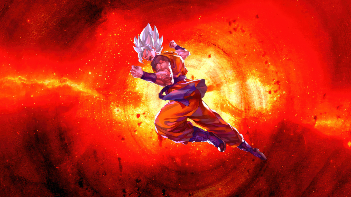 Персонаж аниме Goku Angry на красном фоне