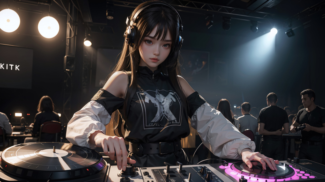 Anime girl at the DJ console