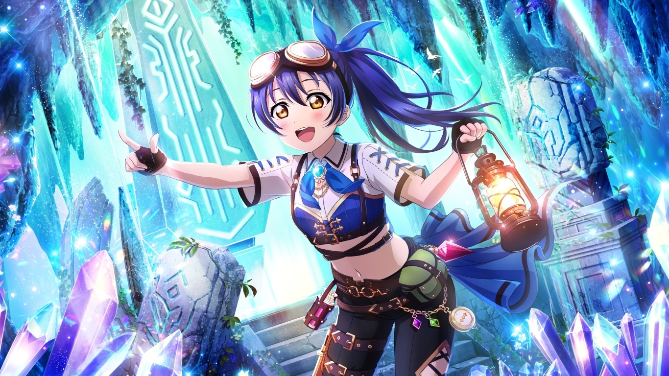 Девушка аниме с фонарем в руке