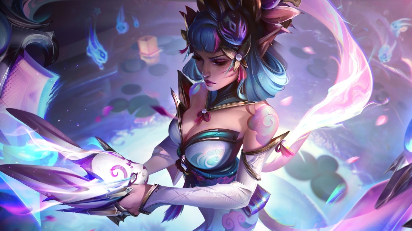 Девушка аниме с маской в руках