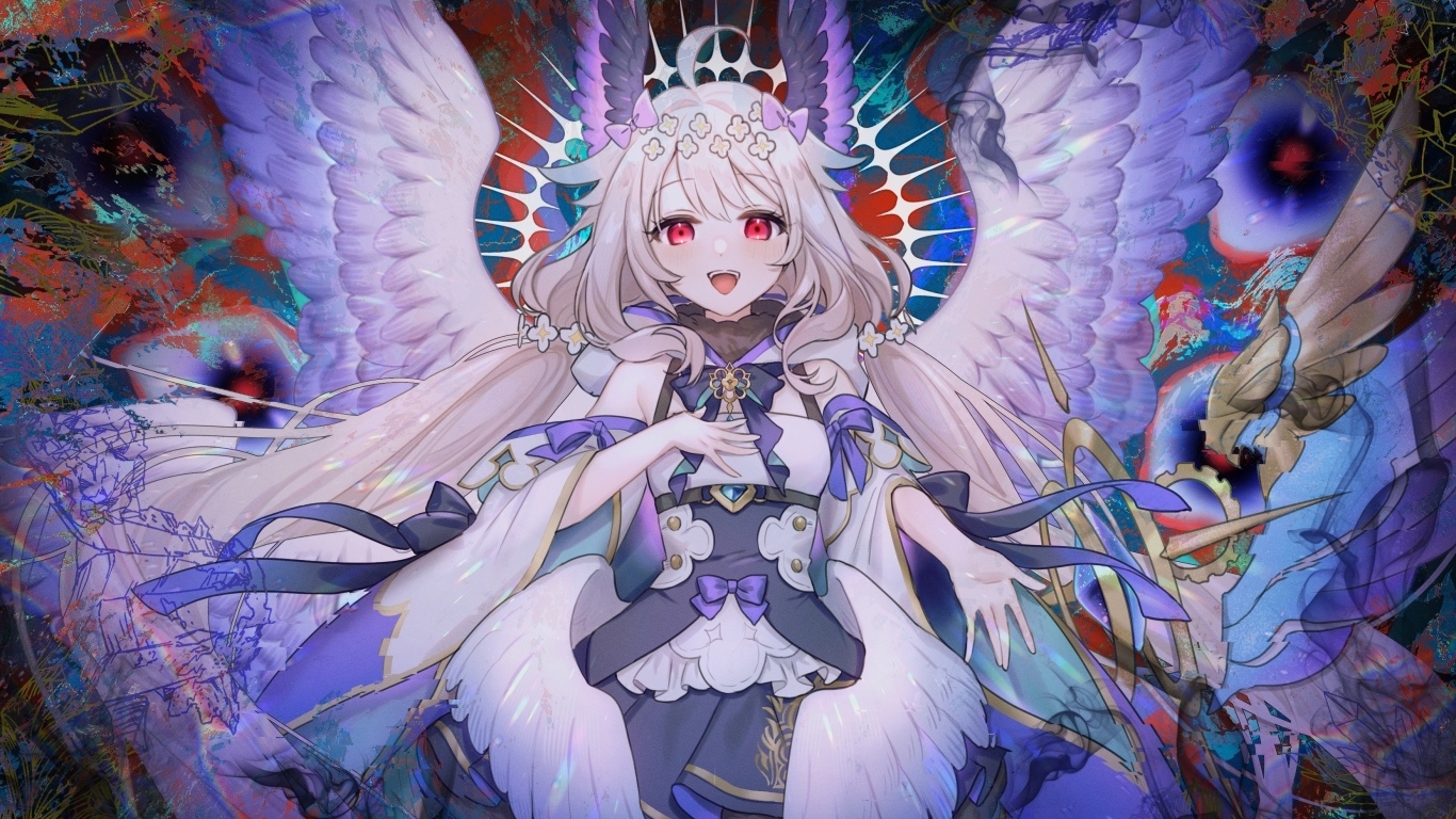 Девушка аниме с крыльями ангела