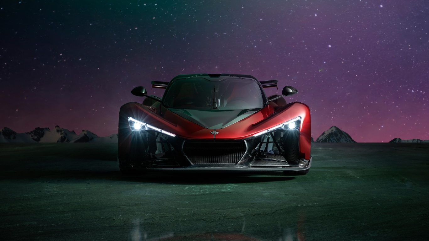 Красный автомобиль Zenvo Aurora Agil  вид спереди