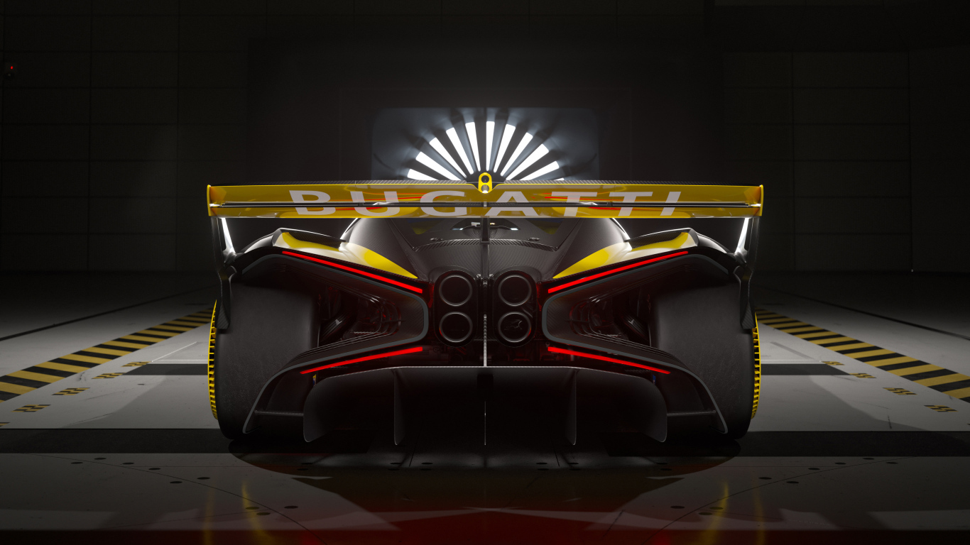 Спортивный автомобиль Bugatti Bolide 2022 года вид сзади