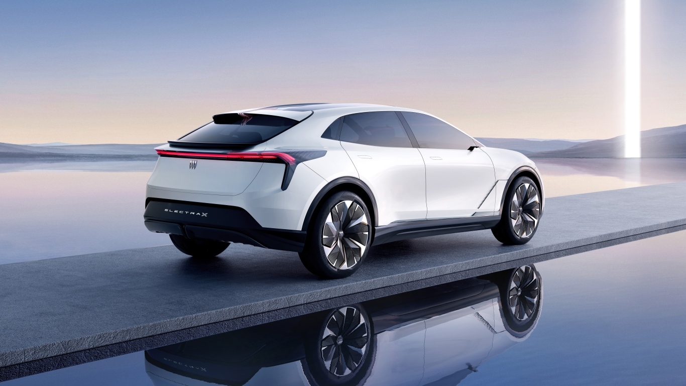 Белый внедорожник Buick Electra-X вид сзади