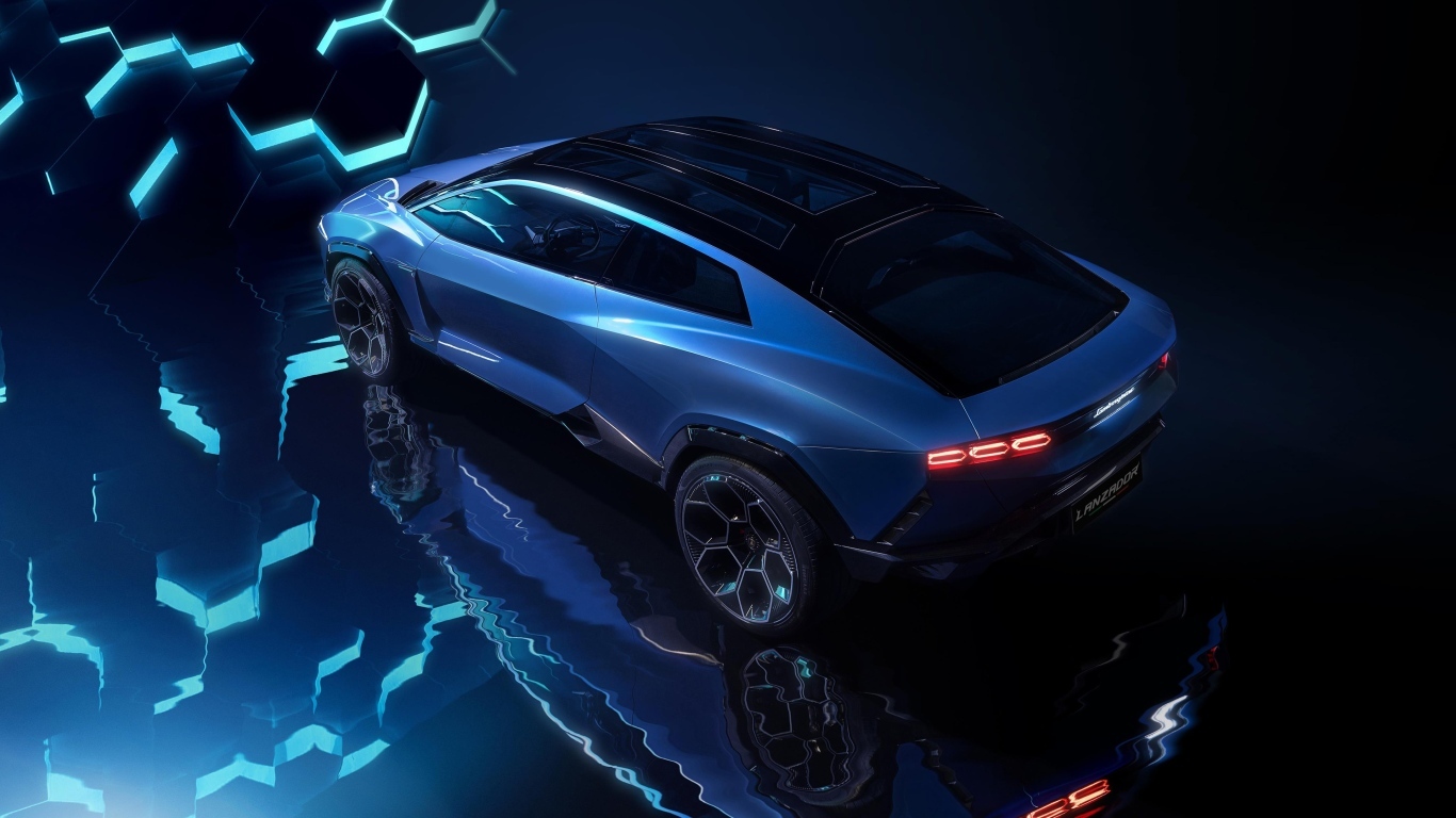 Вид сверху на автомобиль Lamborghini Lanzador Concept EV