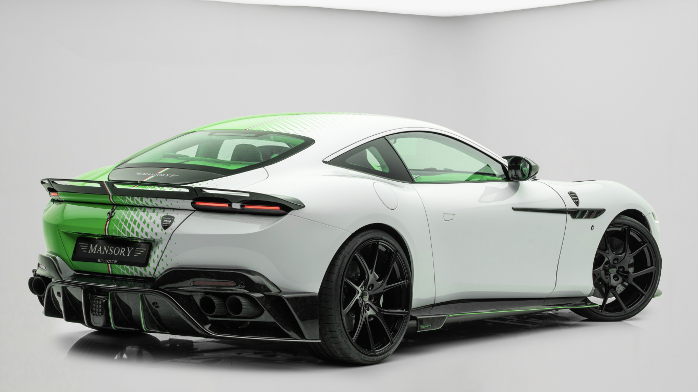 Вид сзади на автомобиль Mansory Tempesta Verde Ferrari Roma