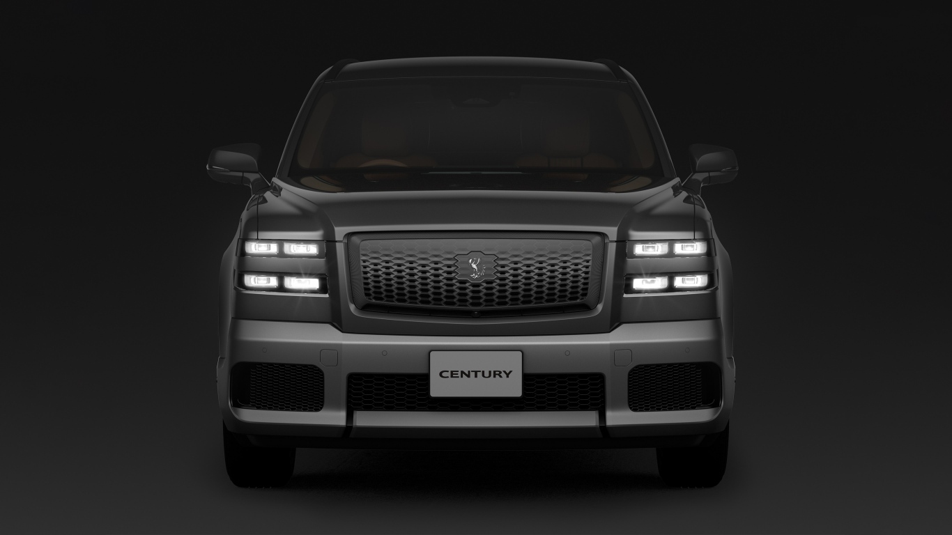 Автомобиль Toyota Century 2023 года на черном фоне