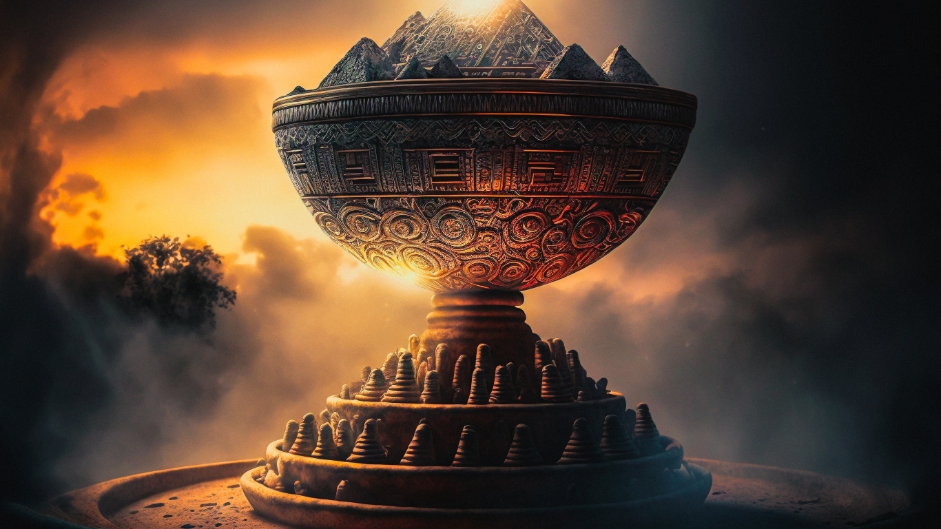 Большой фантастический кубок с пирамидами