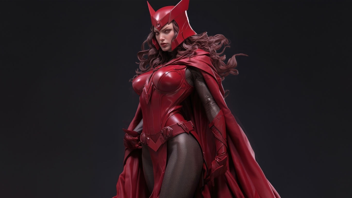 Девушка супергерой в красном костюме