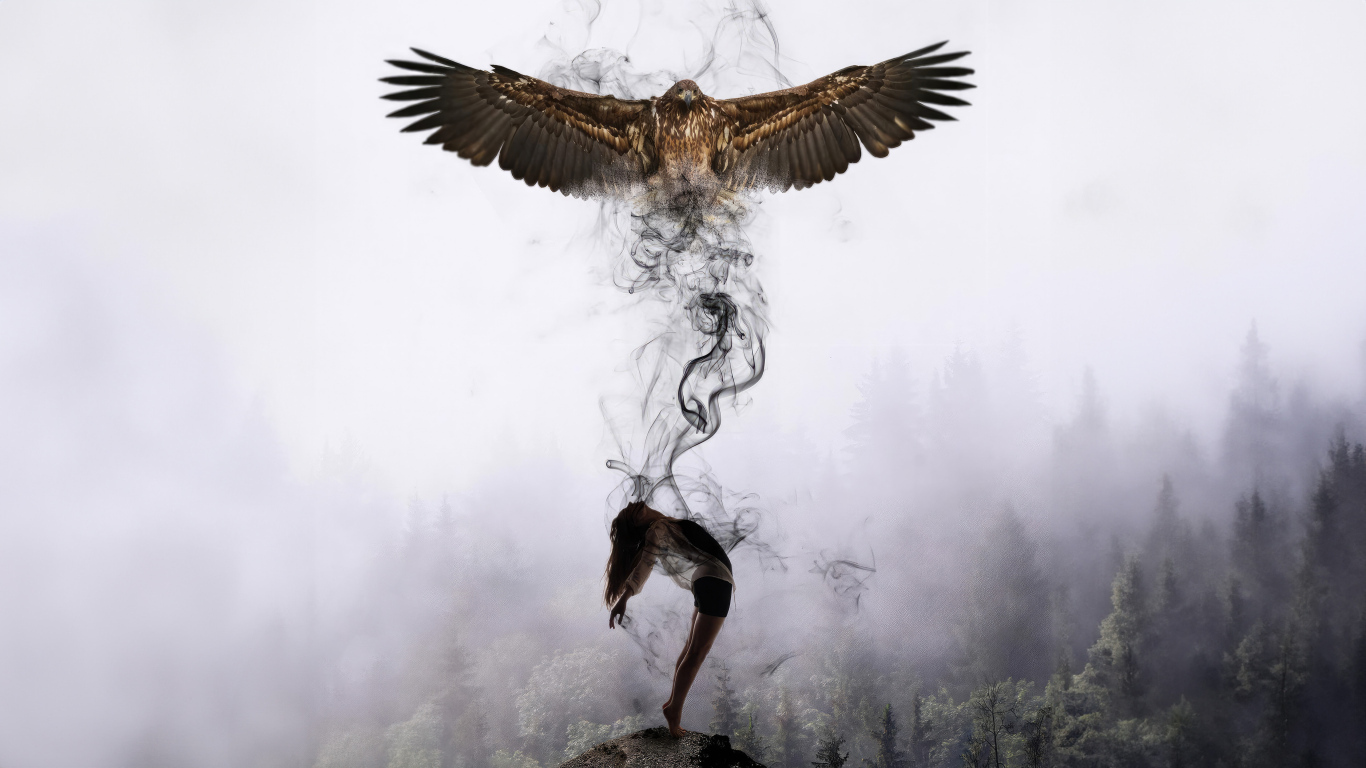 Душа вылетает птицей из девушки