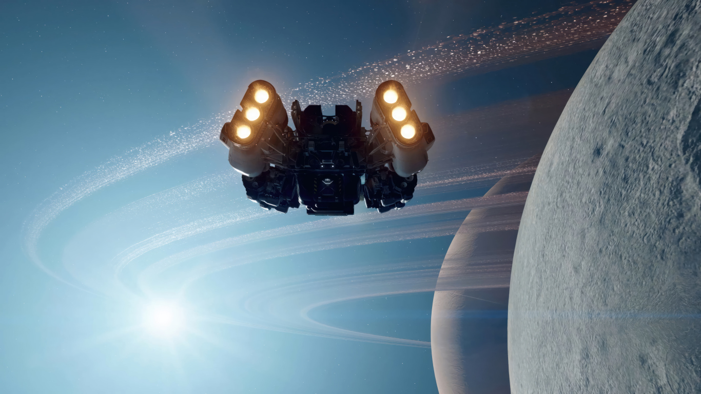 Космический корабль на орбите планеты игра Starfield