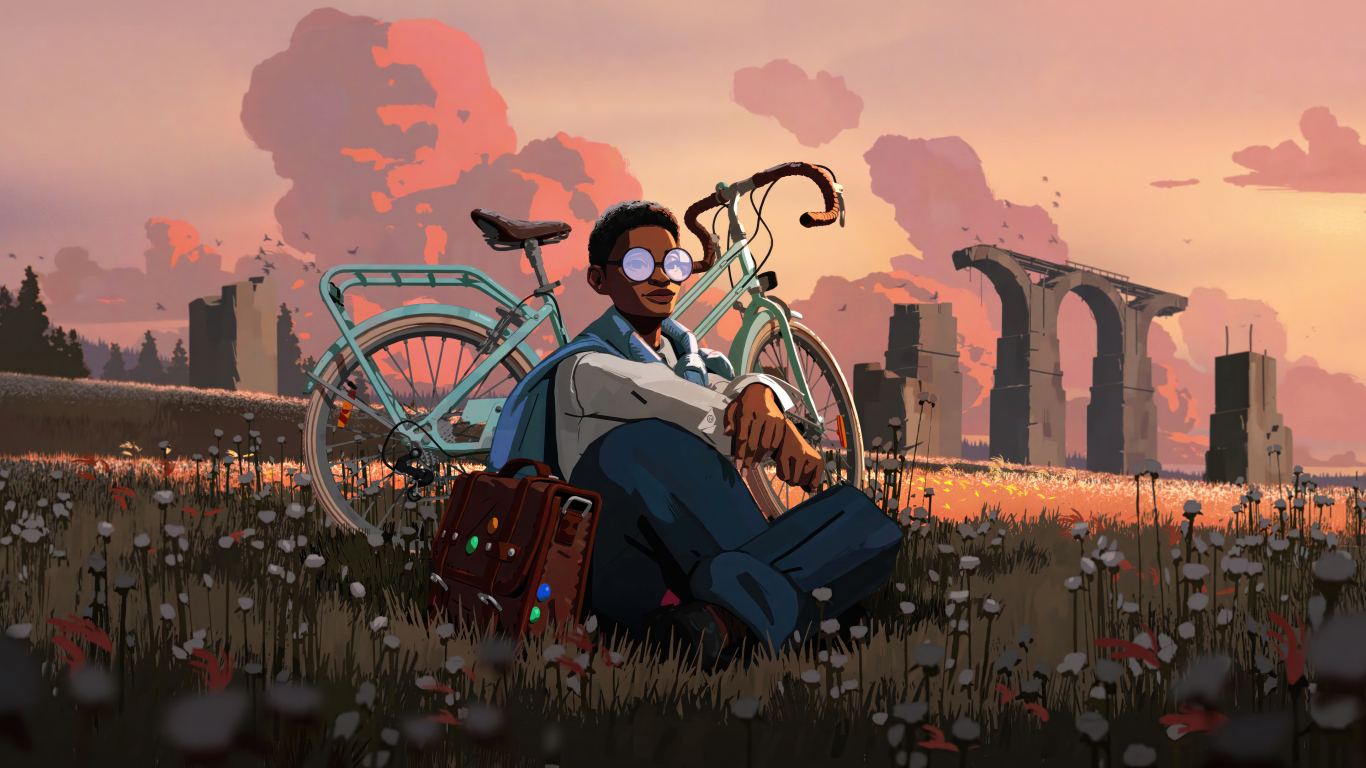 Персонаж игры Season: A Letter to the Future на природе