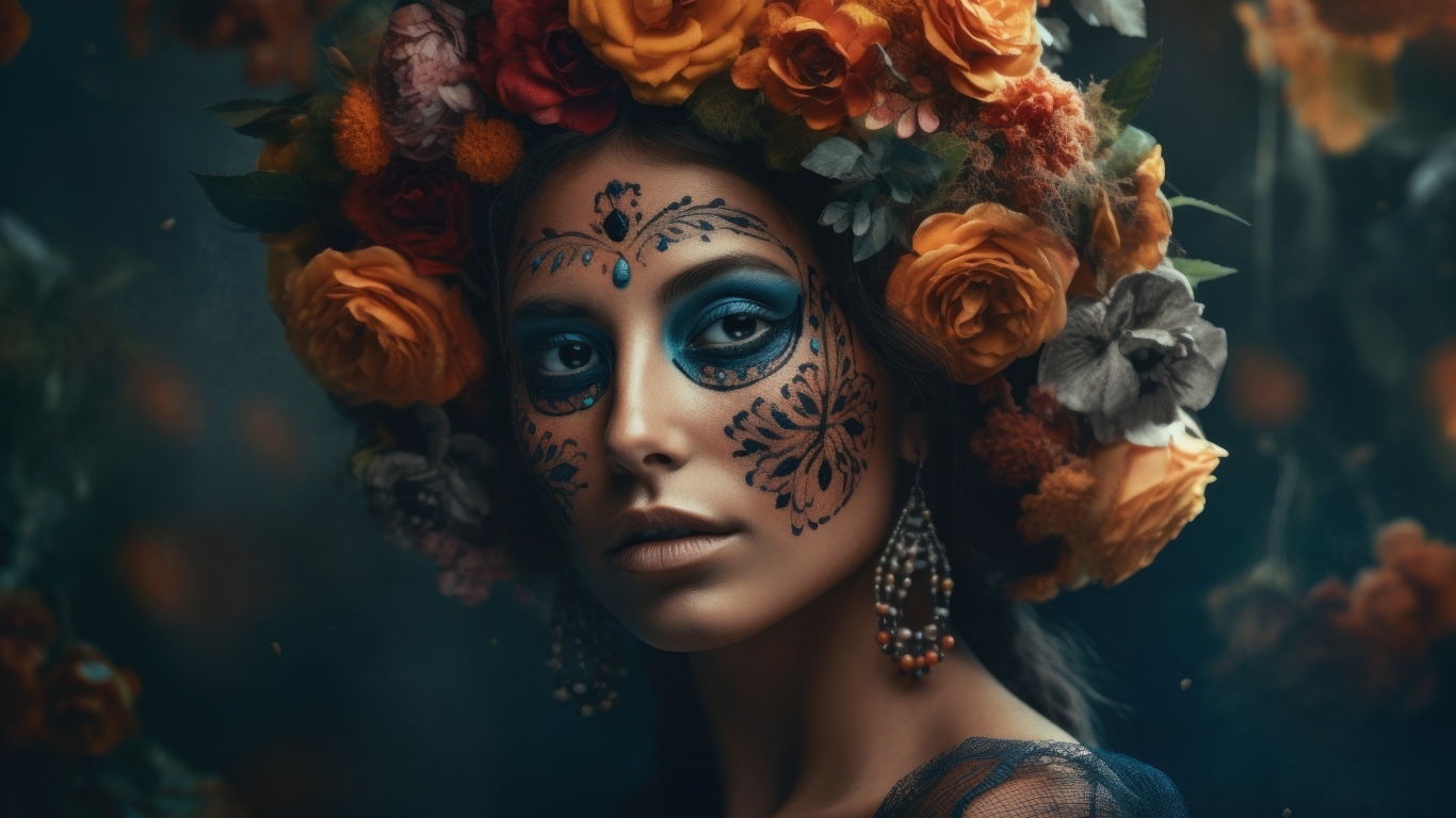 Девушка с красивым макияжем на Хэллоуин