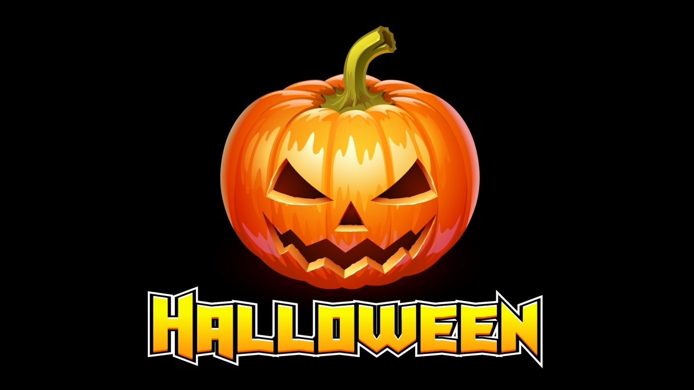 Зловещая тыква на черном фоне на Хэллоуин