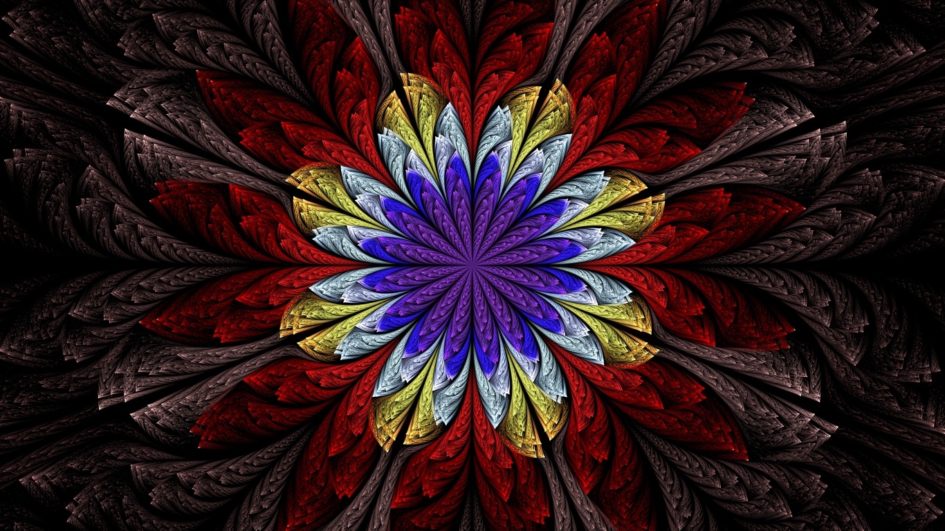 Абстрактный разноцветный фрактальный цветок