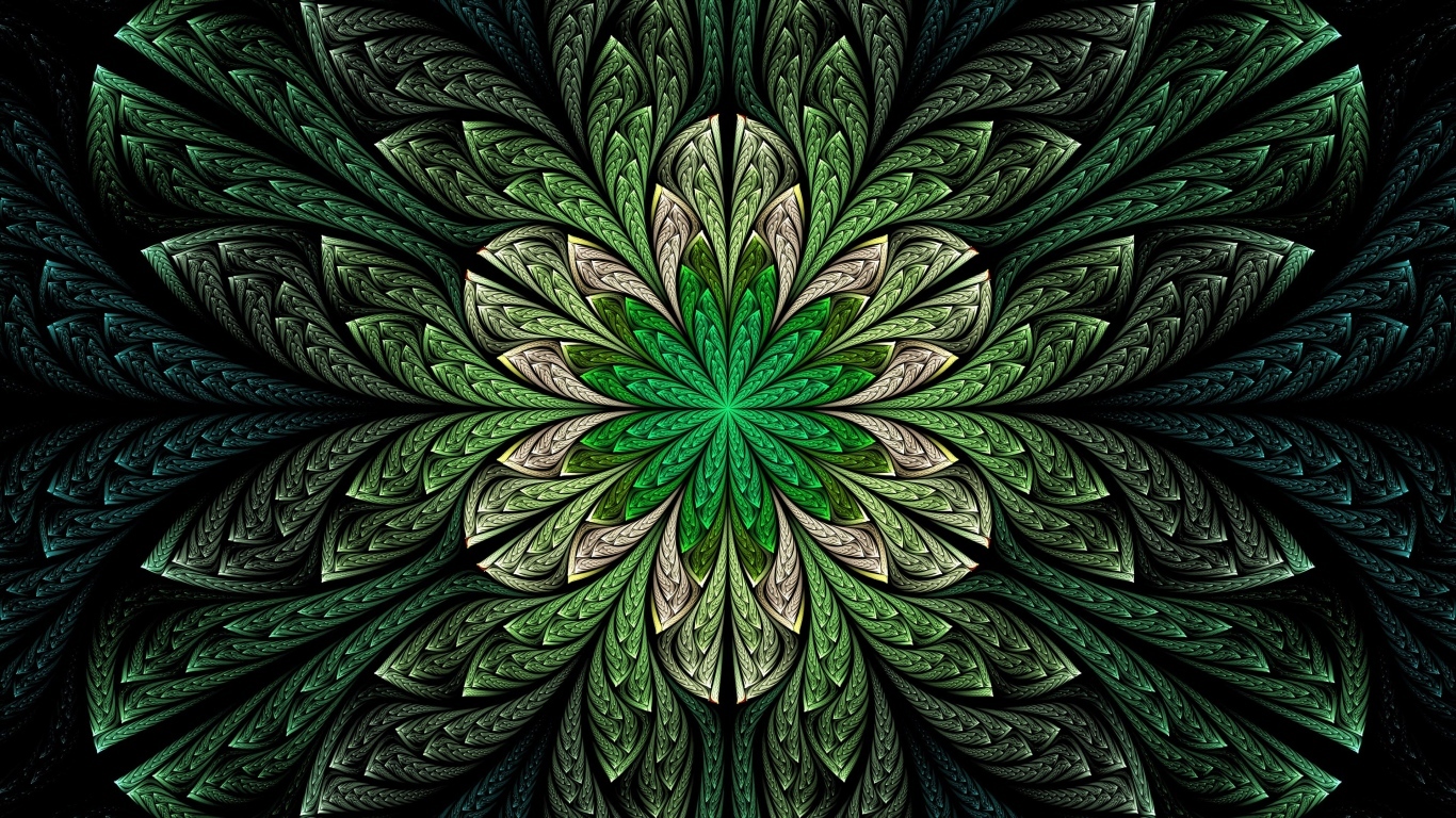 Абстрактный зеленый волнистый цветок 