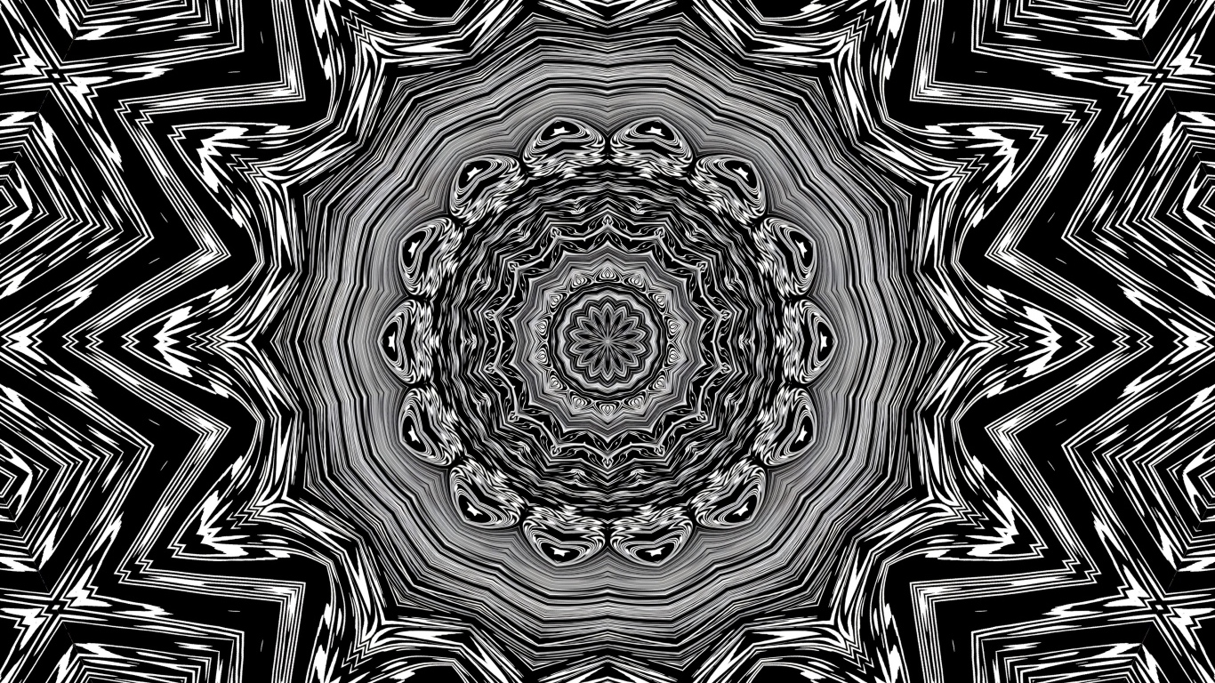 Черно-белый фрактальный узор 