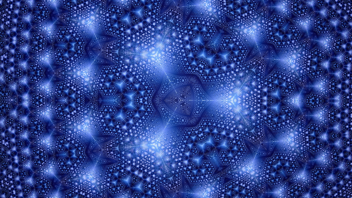 Синий фрактальный рисунок с геометрическими фигурами