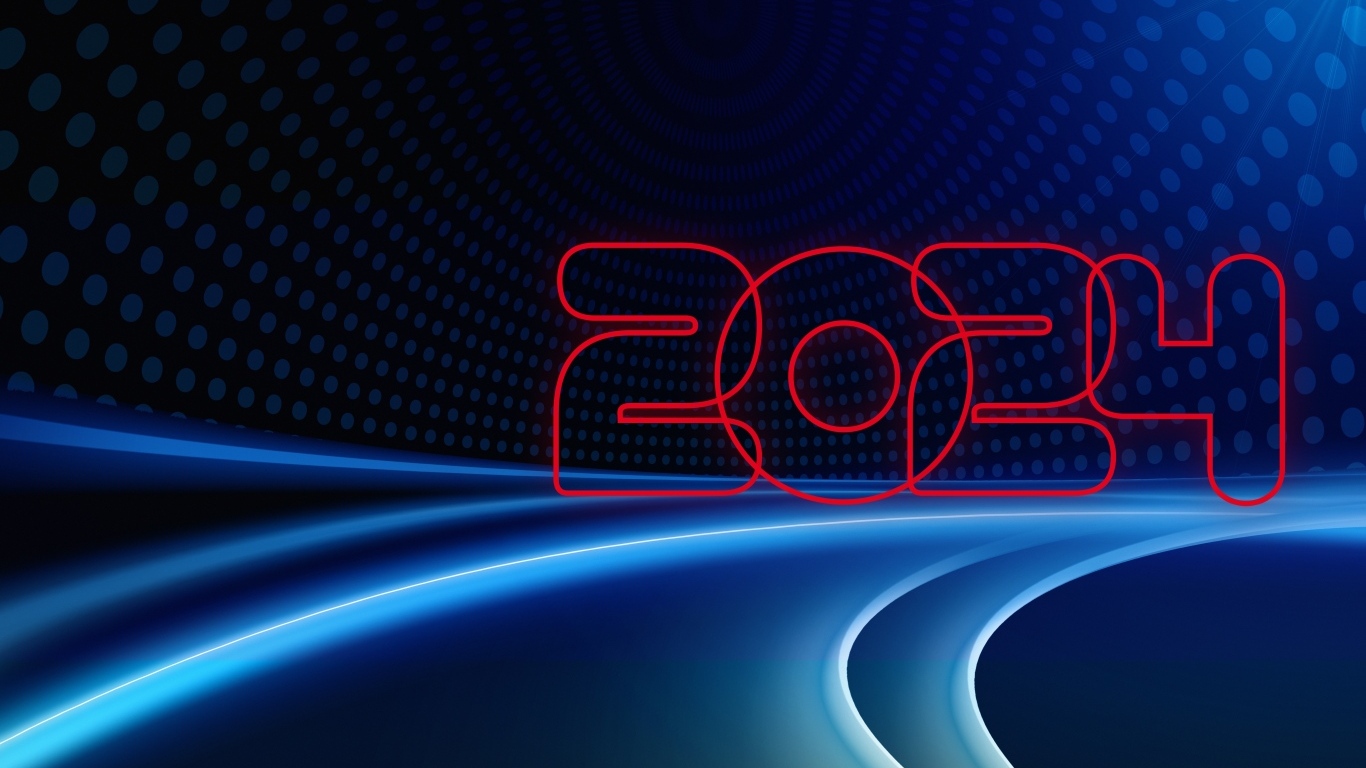 Цифры 2024 на синем фоне