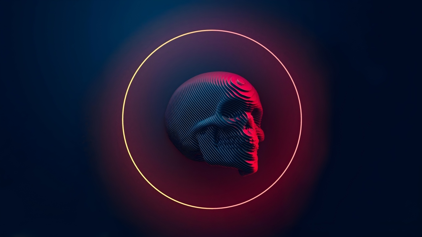 Череп в кругу на черном фоне