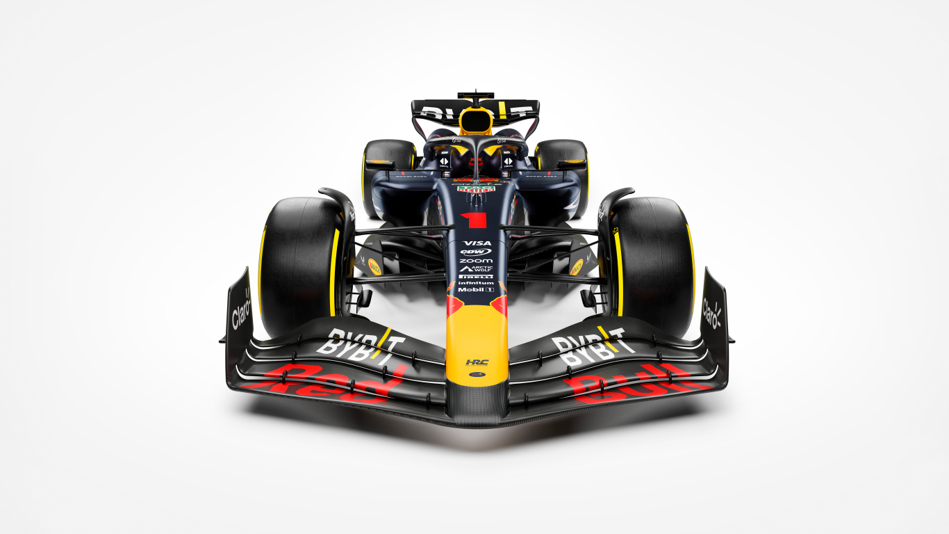 Гоночный автомобиль Red Bull RB20 2024 года вид спереди