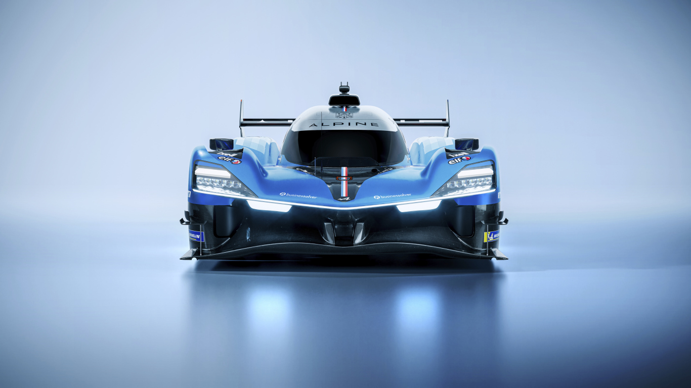 Вид спереди на гоночный автомобиль Alpine A424 2024 года