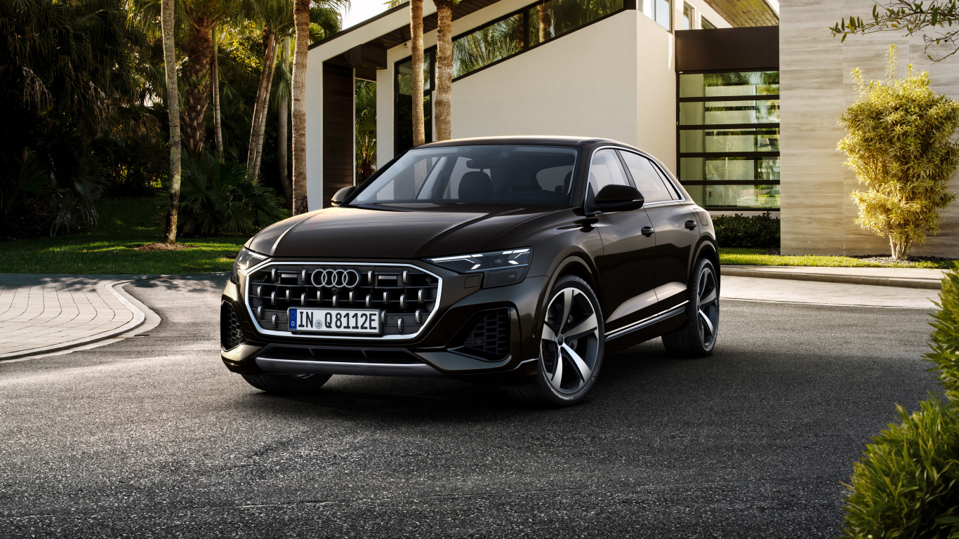 Черный автомобиль  Audi Q8 55 TFSI E Quattro 2024 года