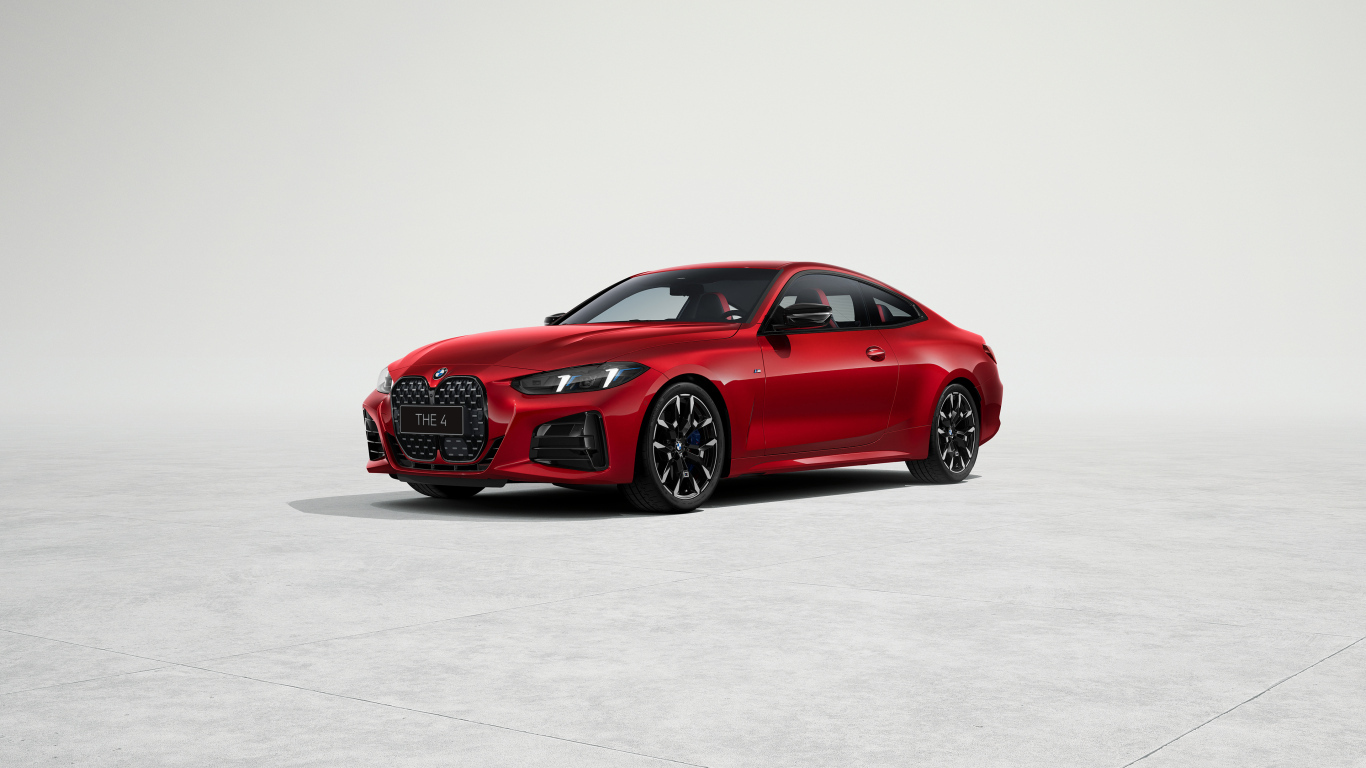 Красный автомобиль BMW 430i Coupé M Sport 2024 года