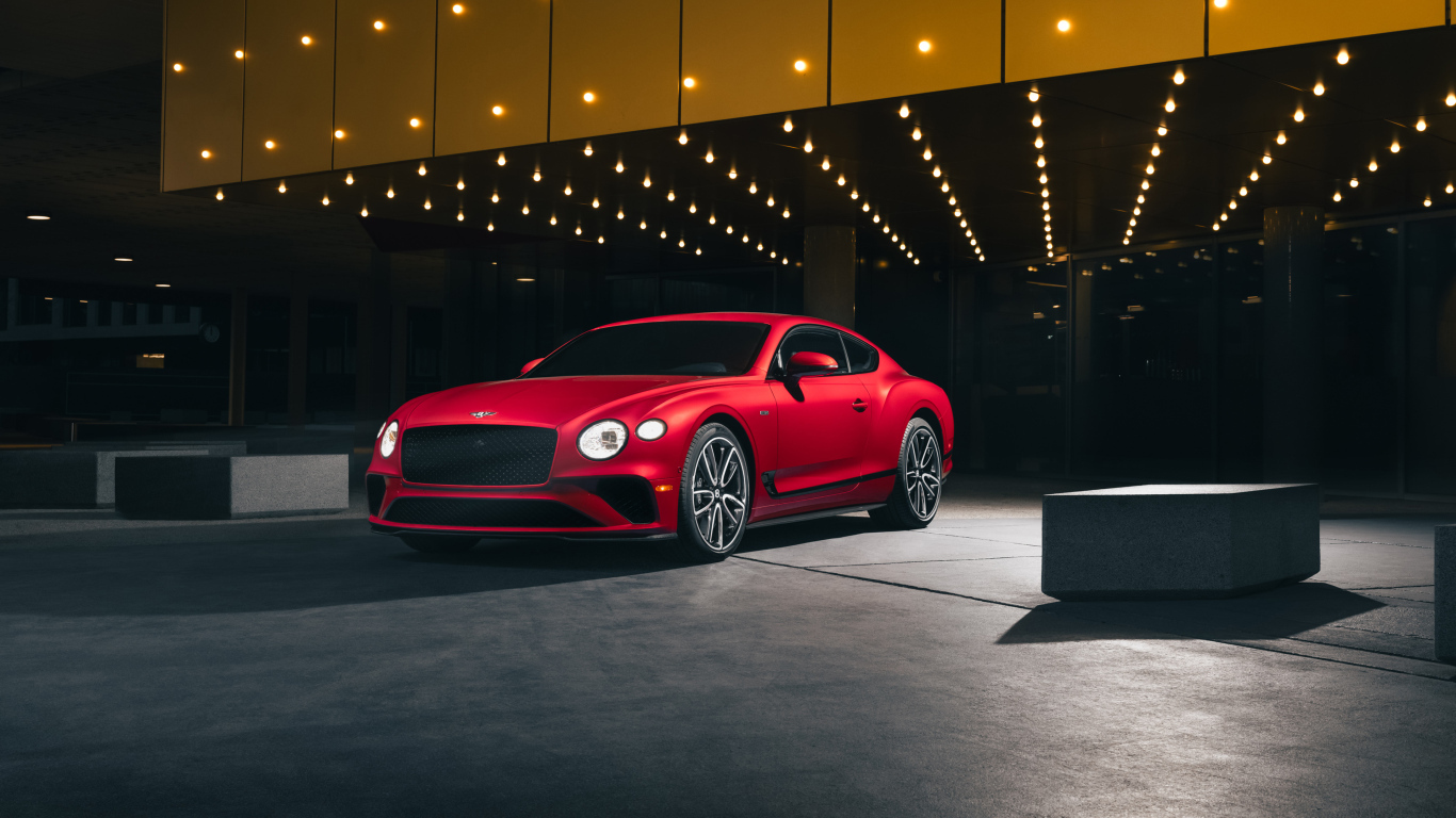 Красный автомобиль Bentley Continental GT V8 Edition 2024 года