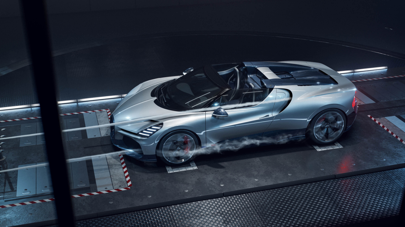 Вид сверху на автомобиль Bugatti W16 Mistral Roadster