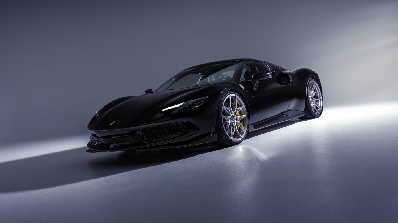 Черный быстрый автомобиль Novitec Ferrari 296 GTB Aero 2024 года