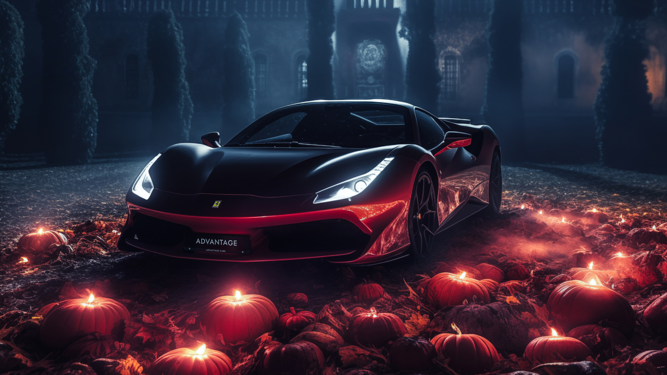 Автомобиль Ferrari Supercar у замка