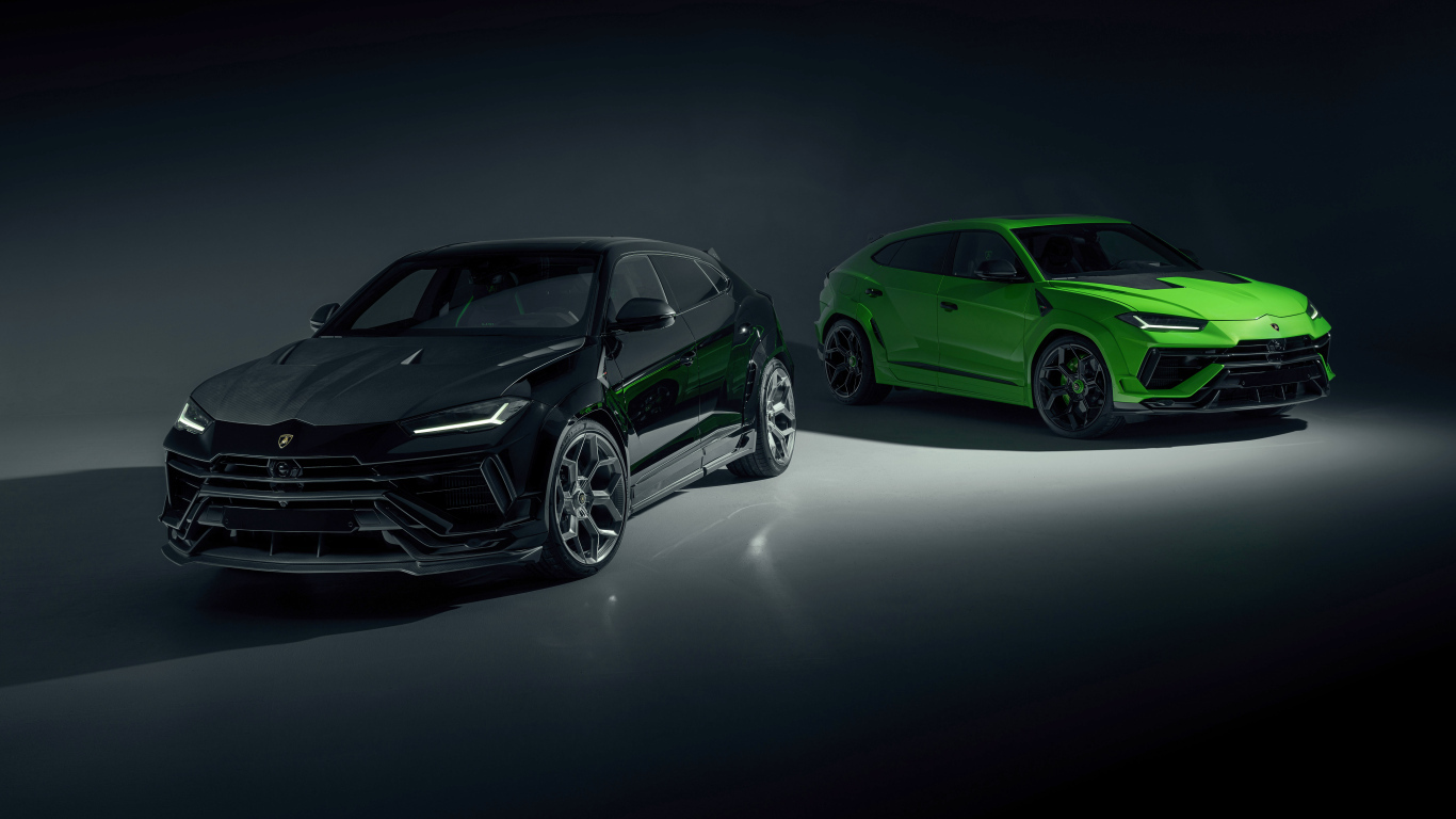Черный и зеленый автомобиль Lamborghini Urus