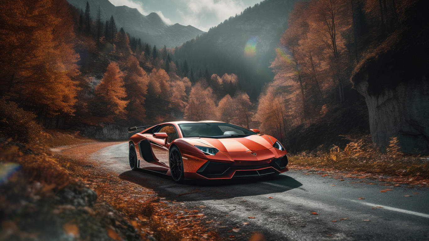 Автомобиль Lamborghini Aventador Autumn