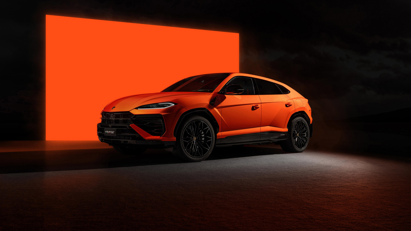 Оранжевый автомобиль Lamborghini Urus SE Plug-In Hybrid Super SUV