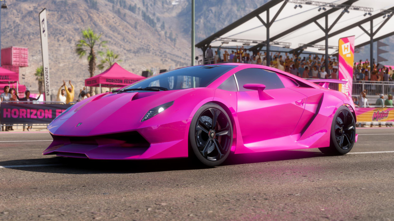 Розовый автомобиль Lamborghini Sesto Elemento