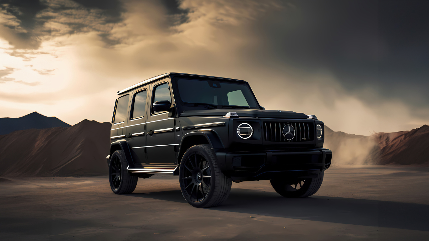 Джип Mercedes-Benz G-Class  под грозовым небом