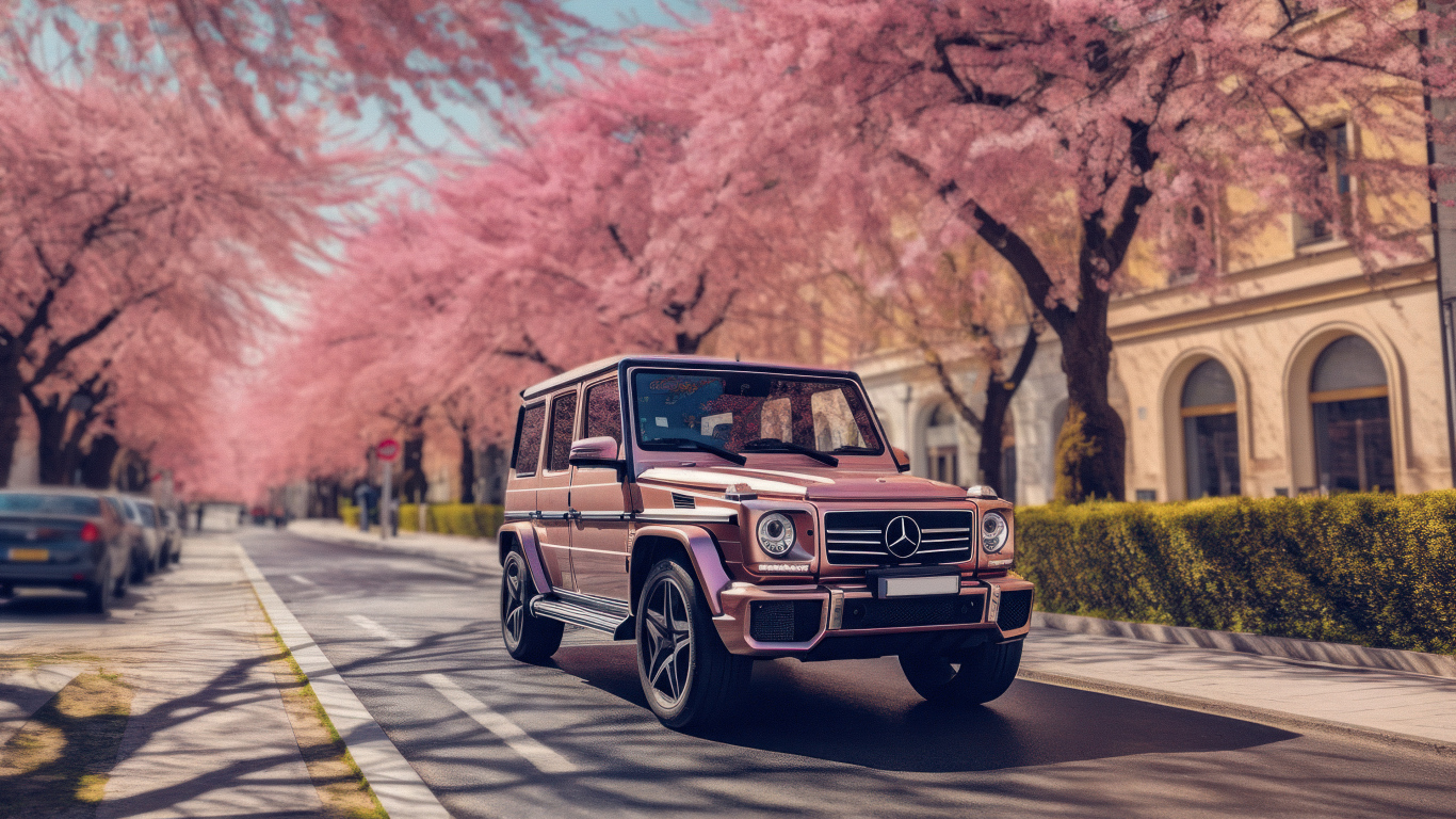 Внедорожник Mercedes-Benz G63 AMG на дороге