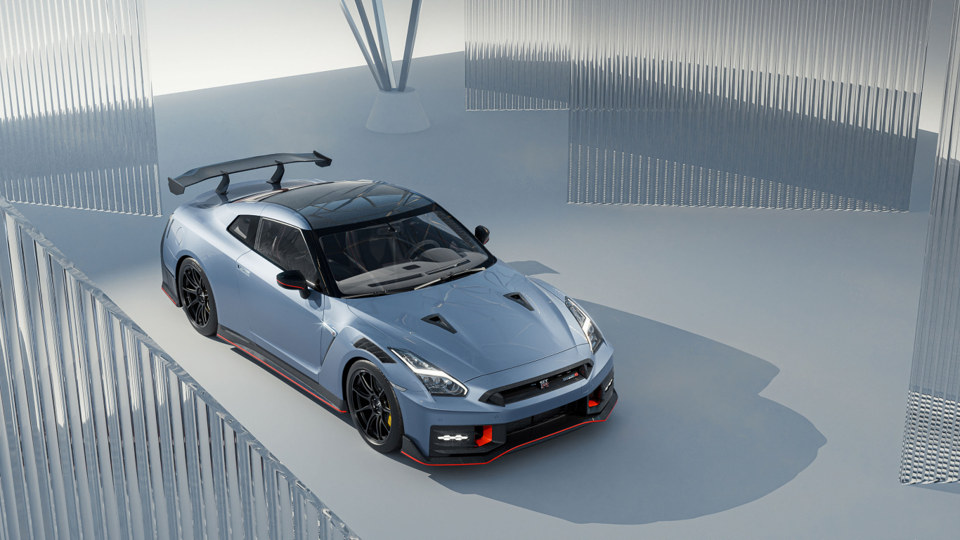 Вид сверху на автомобиль Nissan GT-R Nismo