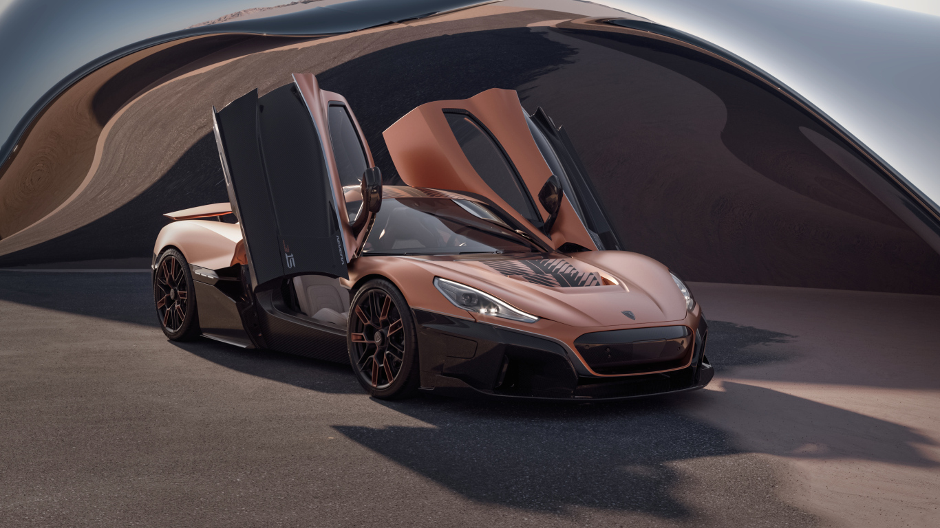 Открытые двери в автомобиле Rimac Nevera 15th Anniversary 2024 года