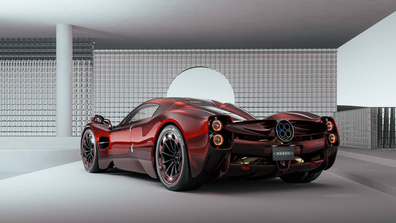 Вид сзади на автомобиль  Pagani Utopia